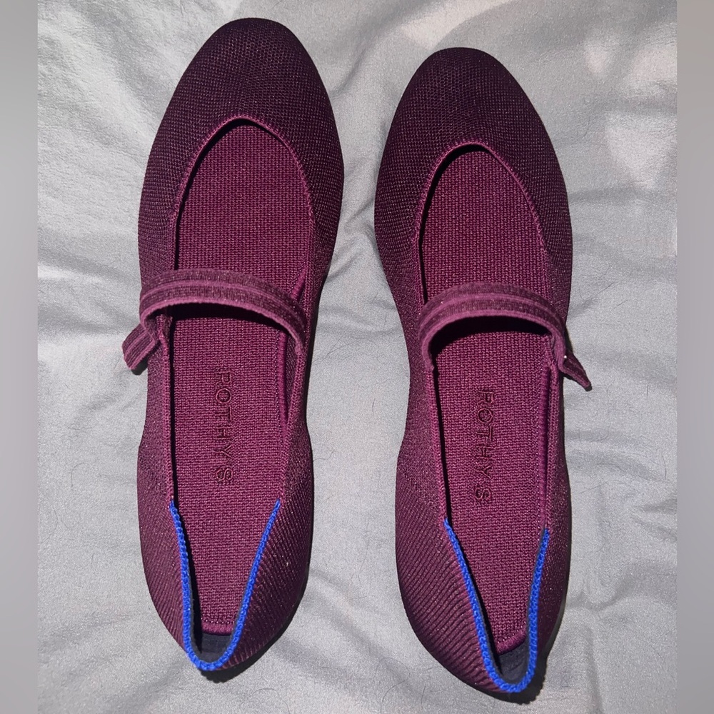 Rothy's Plum Flats with Cobalt Accent